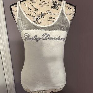 Harley-Davidson White Sequin Embellished Tank Top